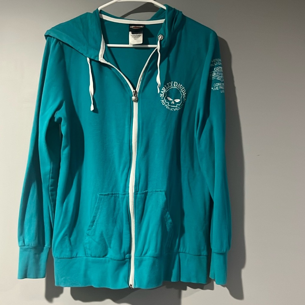 Harley-Davidson Teal Zip-Up Hoodie